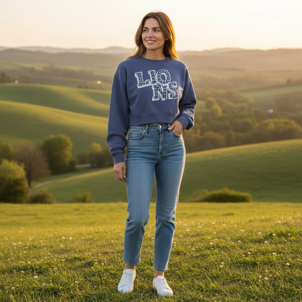 “LIONS” Cropped Sweatshirt Double Zero